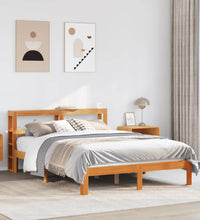 Massivholzbett ohne Matratze Wachsbraun 140x190 cm Kiefernholz