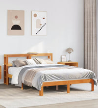 Massivholzbett ohne Matratze Wachsbraun 140x200 cm Kiefernholz