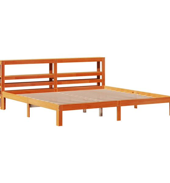 Massivholzbett ohne Matratze Wachsbraun 180x200 Kiefernholz