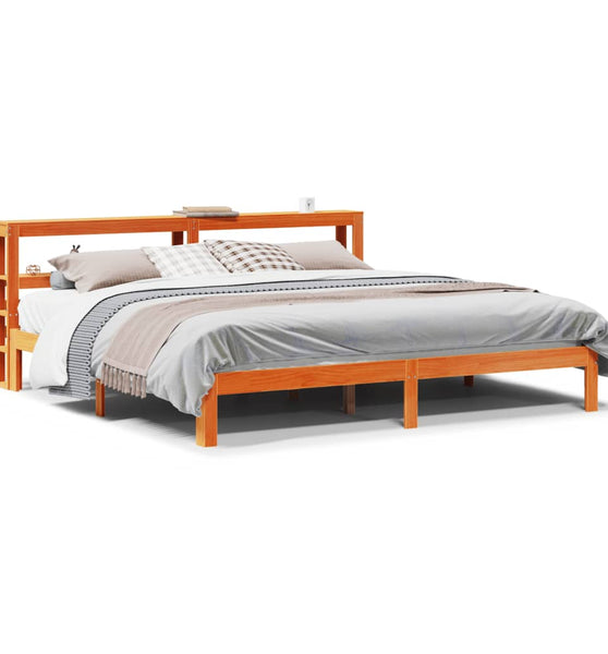 Massivholzbett ohne Matratze Wachsbraun 180x200 Kiefernholz