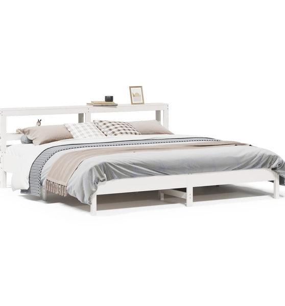 Massivholzbett ohne Matratze Weiß 200x200 cm Kiefernholz