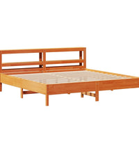Massivholzbett ohne Matratze Wachsbraun 200x200 Kiefernholz