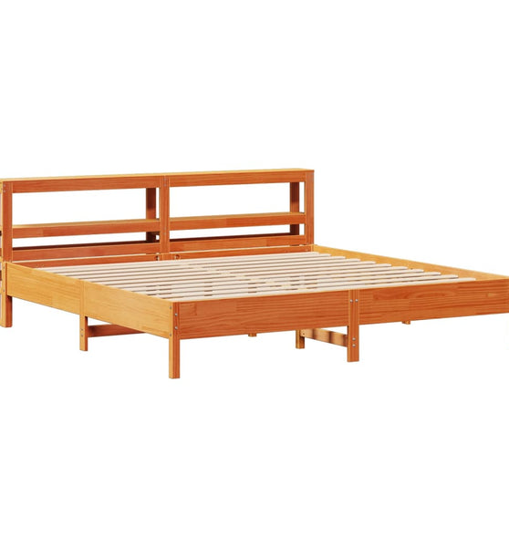 Massivholzbett ohne Matratze Wachsbraun 200x200 Kiefernholz