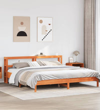 Massivholzbett ohne Matratze Wachsbraun 200x200 Kiefernholz