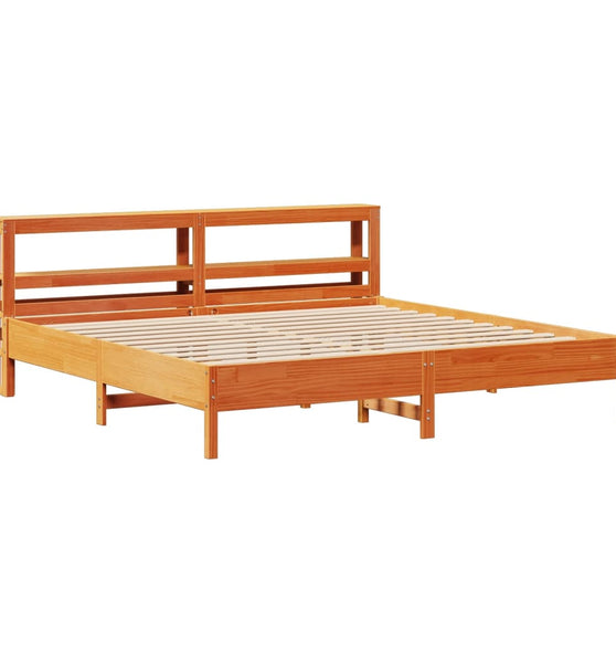 Massivholzbett ohne Matratze Wachsbraun 180x200 Kiefernholz