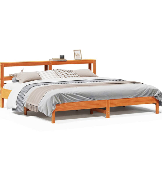 Massivholzbett ohne Matratze Wachsbraun 180x200 Kiefernholz