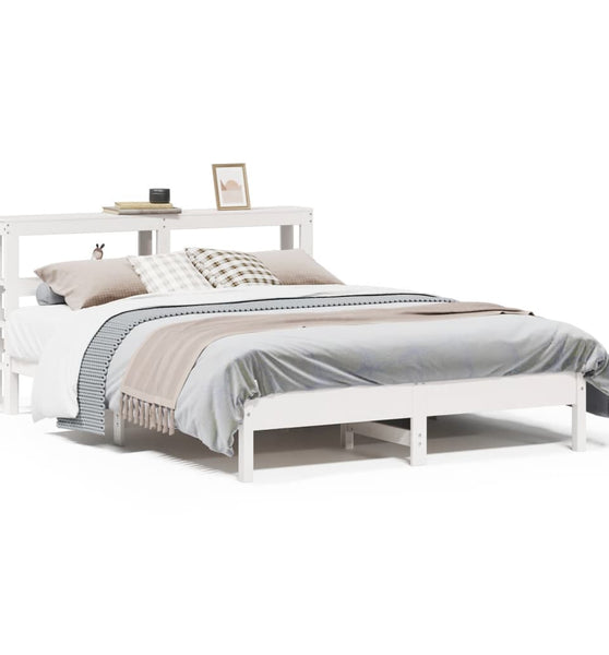 Massivholzbett ohne Matratze Weiß 150x200 cm Kiefernholz