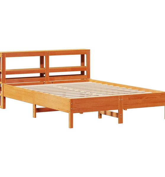 Massivholzbett ohne Matratze Wachsbraun 150x200 cm Kiefernholz