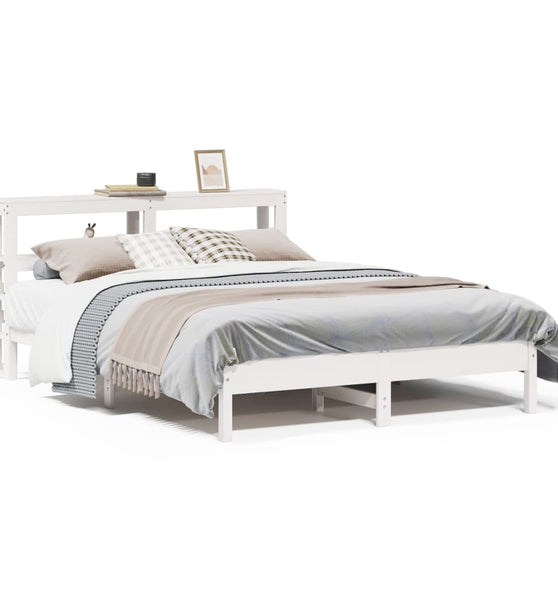 Massivholzbett ohne Matratze Weiß 140x200 cm Kiefernholz