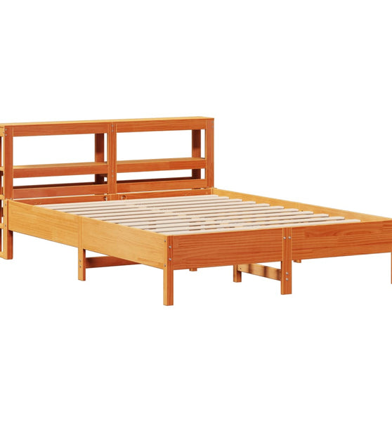 Massivholzbett ohne Matratze Wachsbraun 140x200 cm Kiefernholz