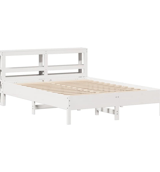 Massivholzbett ohne Matratze Weiß 140x190 cm Kiefernholz