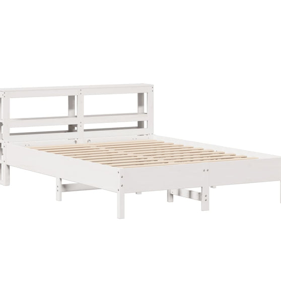 Massivholzbett ohne Matratze Weiß 135x190 cm Kiefernholz