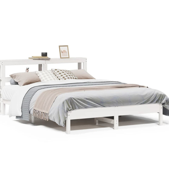 Massivholzbett ohne Matratze Weiß 135x190 cm Kiefernholz