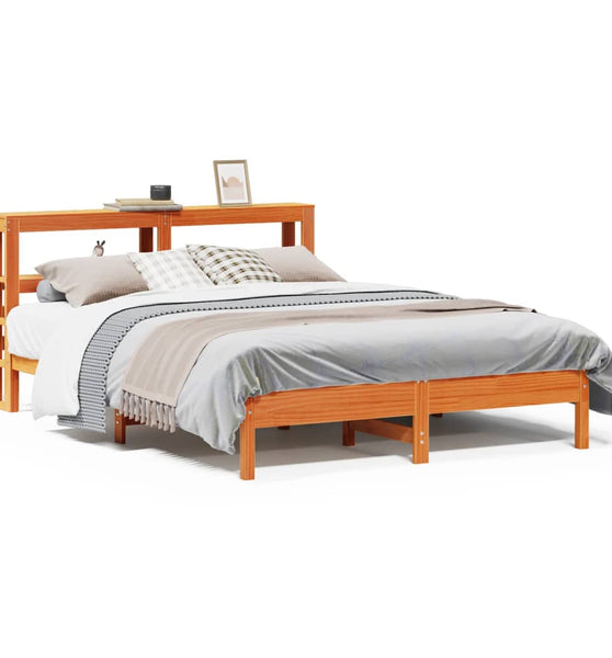 Massivholzbett ohne Matratze Wachsbraun 135x190 cm Kiefernholz