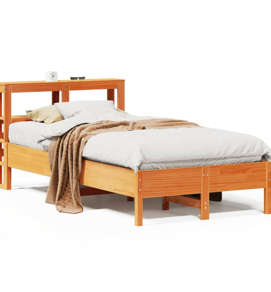 Massivholzbett ohne Matratze Wachsbraun 90x190 cm Kiefernholz