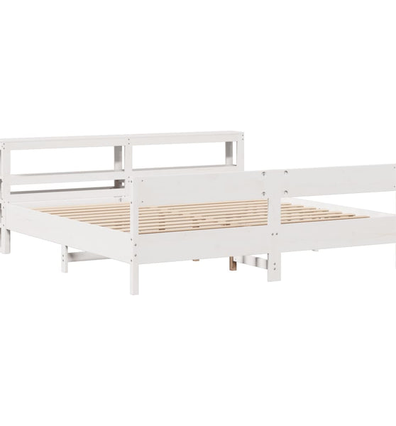 Massivholzbett ohne Matratze Weiß 200x200 cm Kiefernholz