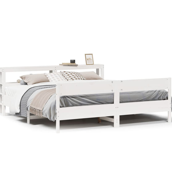 Massivholzbett ohne Matratze Weiß 200x200 cm Kiefernholz