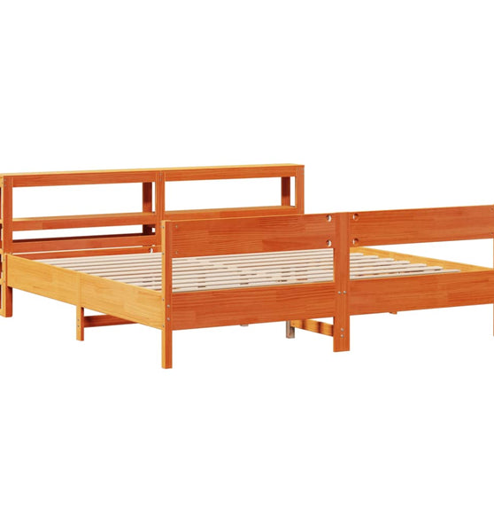 Massivholzbett ohne Matratze Wachsbraun 180x200 Kiefernholz