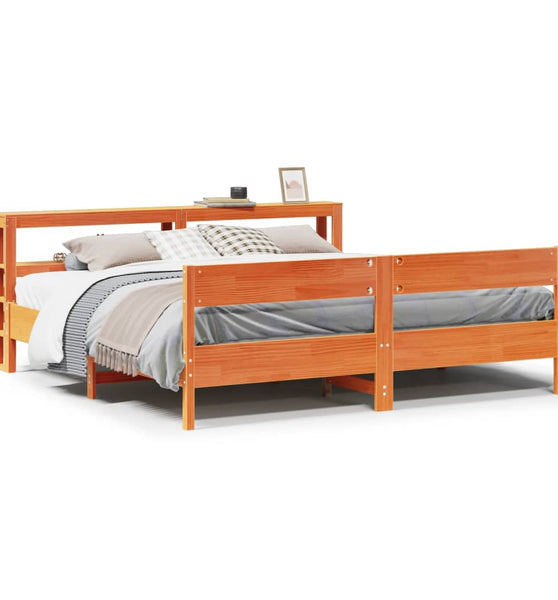 Massivholzbett ohne Matratze Wachsbraun 180x200 Kiefernholz