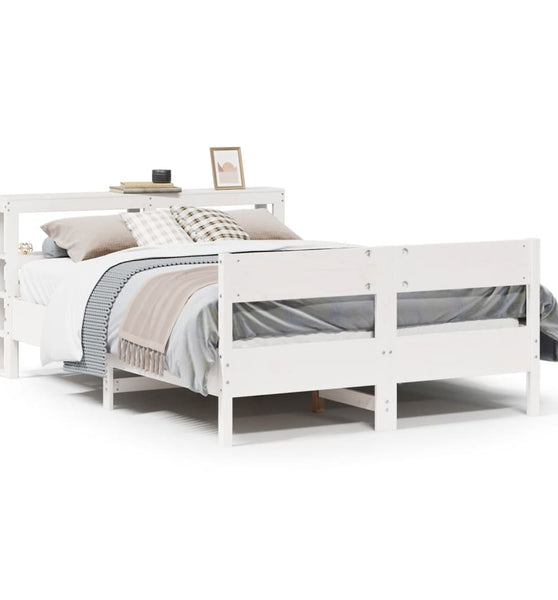 Massivholzbett ohne Matratze Weiß 160x200 Kiefernholz