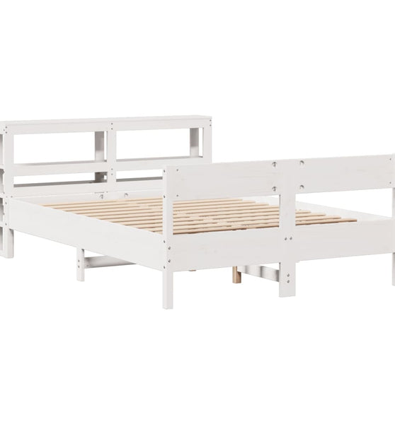 Massivholzbett ohne Matratze Weiß 150x200 cm Kiefernholz