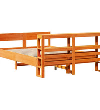 Massivholzbett ohne Matratze Wachsbraun 150x200 cm Kiefernholz