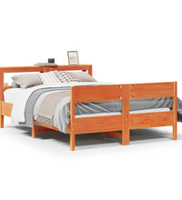 Massivholzbett ohne Matratze Wachsbraun 150x200 cm Kiefernholz