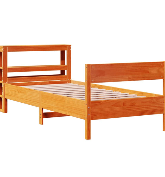Massivholzbett ohne Matratze Wachsbraun 100x200 Kiefernholz