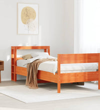 Massivholzbett ohne Matratze Wachsbraun 90x200 Kiefernholz