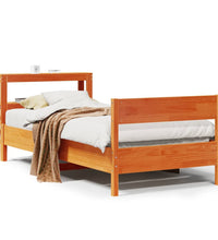 Massivholzbett ohne Matratze Wachsbraun 90x200 Kiefernholz