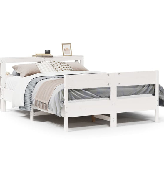 Massivholzbett ohne Matratze Weiß 140x190 cm Kiefernholz