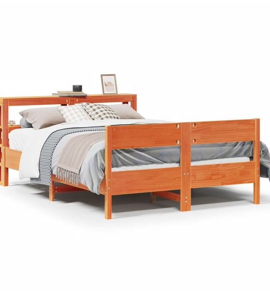 Massivholzbett ohne Matratze Wachsbraun 140x190 cm Kiefernholz