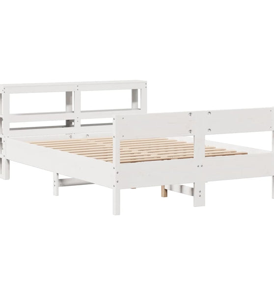 Massivholzbett ohne Matratze Weiß 135x190 cm Kiefernholz