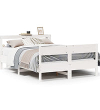 Massivholzbett ohne Matratze Weiß 135x190 cm Kiefernholz