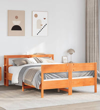 Massivholzbett ohne Matratze Wachsbraun 135x190 cm Kiefernholz