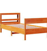 Massivholzbett ohne Matratze Wachsbraun 90x190 cm Kiefernholz