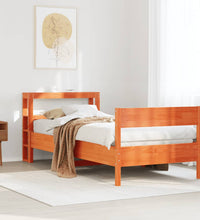 Massivholzbett ohne Matratze Wachsbraun 90x190 cm Kiefernholz