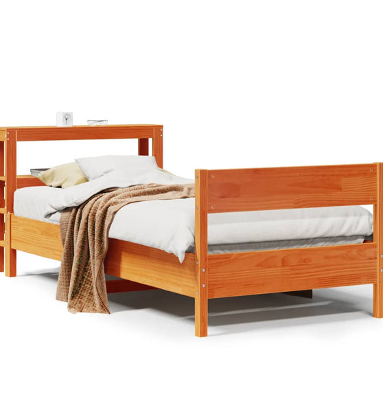 Massivholzbett ohne Matratze Wachsbraun 90x190 cm Kiefernholz