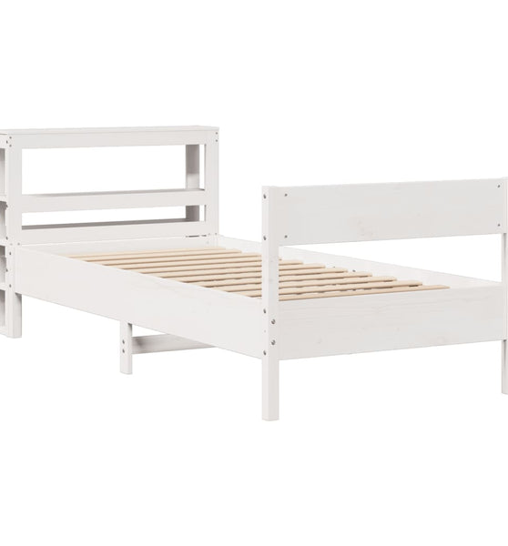 Massivholzbett ohne Matratze Weiß 75x190 cm Kiefernholz