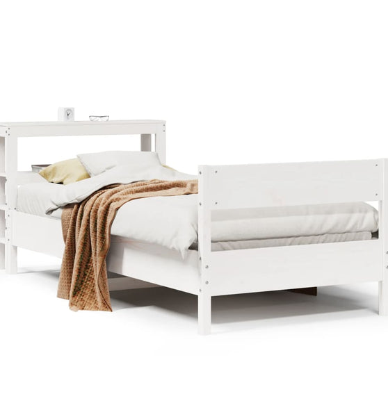 Massivholzbett ohne Matratze Weiß 75x190 cm Kiefernholz