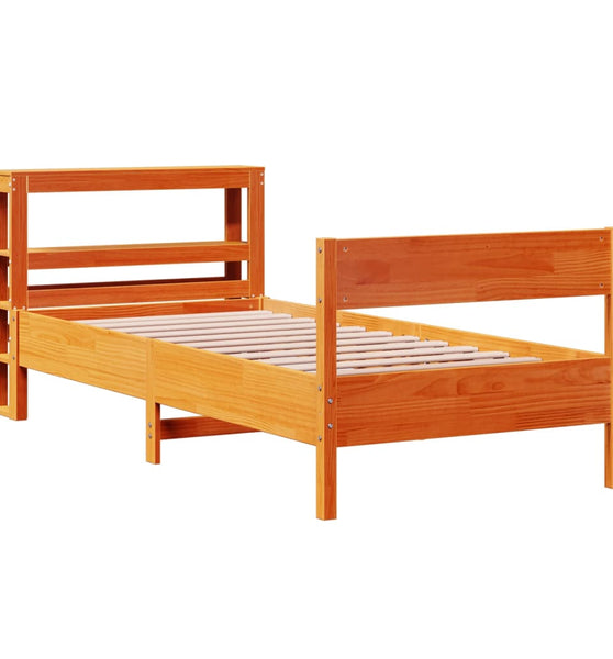 Massivholzbett ohne Matratze Wachsbraun 75x190 cm Kiefernholz