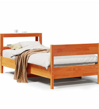 Massivholzbett ohne Matratze Wachsbraun 75x190 cm Kiefernholz