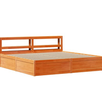 Massivholzbett mit Kopfteil Wachsbraun 200x200 cm Kiefer