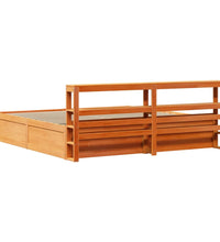 Massivholzbett mit Kopfteil Wachsbraun 200x200 cm Kiefer
