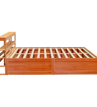 Massivholzbett mit Kopfteil Wachsbraun 180x200 cm Kiefer