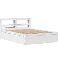 Massivholzbett mit Kopfteil Weiß 160x200 cm Kiefer