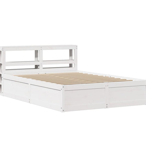 Massivholzbett mit Kopfteil Weiß 160x200 cm Kiefer