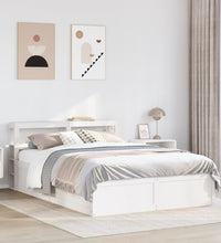 Massivholzbett mit Kopfteil Weiß 160x200 cm Kiefer