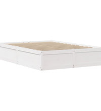 Massivholzbett mit Kopfteil Weiß 160x200 cm Kiefer