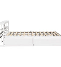 Massivholzbett mit Kopfteil Weiß 160x200 cm Kiefer